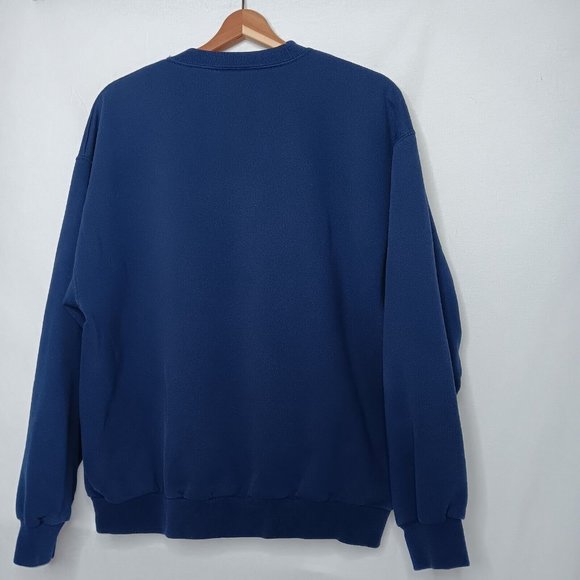 WVU West Virginia University Mountaineers L Sweatshirt Blue Crew Neck Jerzees - Picture 5 of 10